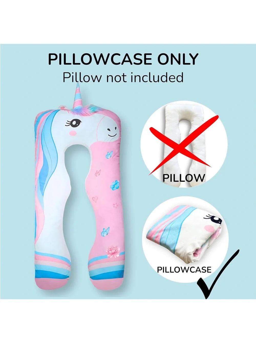 NWOT Lunamira Pillowcase Only – Original Replacement Body Pillow Cover, Unicorn